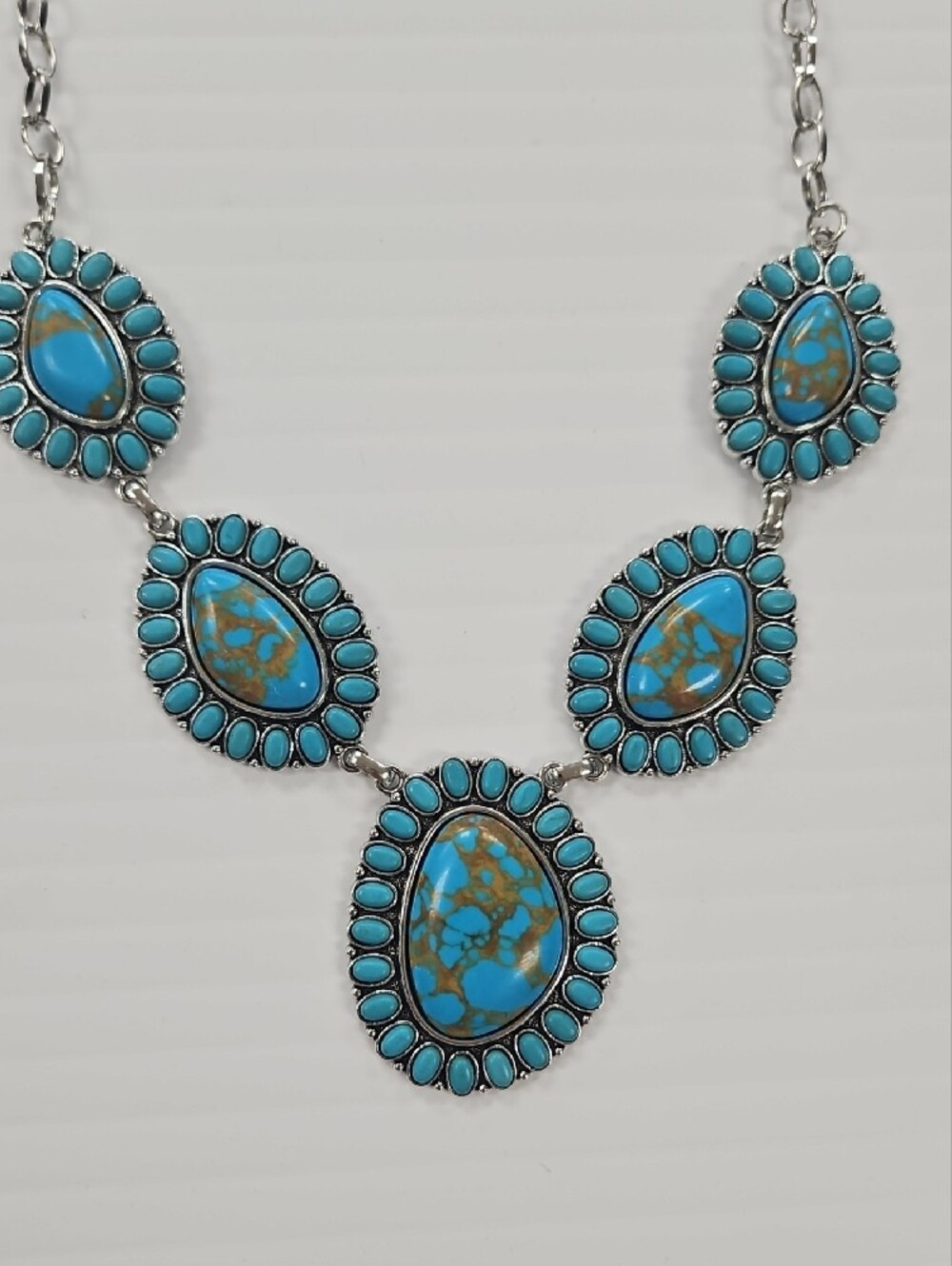 Turquoise Teardrop Statement Necklace - Women Jewelry - Picture 3 of 7